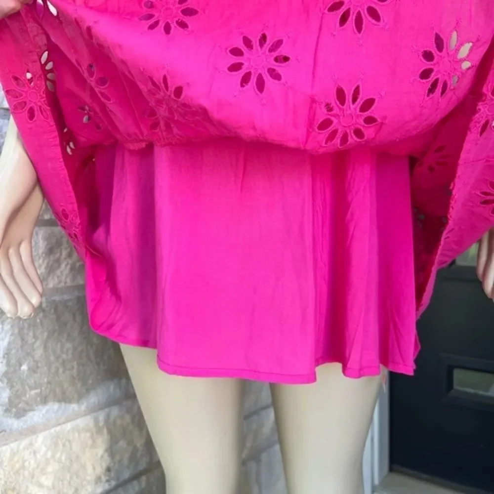 NWOT Women's Fuchsia‎ Pink Eyelet Spring/Summer Babydoll Dress Size Medium